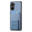 For Redmi Turbo 4 Carbon Fiber Card Bag Fold Stand Phone Case(Blue) - 2