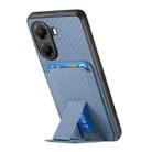 For Redmi Turbo 4 Carbon Fiber Card Bag Fold Stand Phone Case(Blue) - 3
