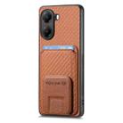 For Redmi Turbo 4 Carbon Fiber Card Bag Fold Stand Phone Case(Brown) - 2