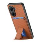 For Redmi Turbo 4 Carbon Fiber Card Bag Fold Stand Phone Case(Brown) - 3