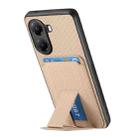 For Redmi Turbo 4 Carbon Fiber Card Bag Fold Stand Phone Case(Khaki) - 3