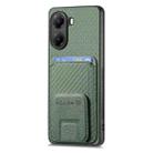 For Xiaomi Poco X7 Pro Carbon Fiber Card Bag Fold Stand Phone Case(Green) - 2