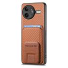 For Redmi K80 / Poco F7 Pro Carbon Fiber Card Bag Fold Stand Phone Case(Brown) - 2