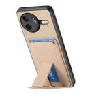 For Redmi K80 / Poco F7 Pro Carbon Fiber Card Bag Fold Stand Phone Case(Khaki) - 3