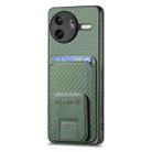 For Redmi K80 / Poco F7 Pro Carbon Fiber Card Bag Fold Stand Phone Case(Green) - 2