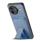 For Redmi K80 Pro / Poco F7 Ultra Carbon Fiber Card Bag Fold Stand Phone Case(Blue) - 3