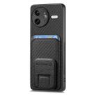 For Redmi K80 Pro / Poco F7 Ultra Carbon Fiber Card Bag Fold Stand Phone Case(Black) - 2