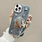 For iPhone 16 Pro Max Cream Mirror Bracelet Chain TPU Phone Case(Silver Gray) - 1