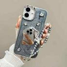 For iPhone 16 Cream Mirror Bracelet Chain TPU Phone Case(Silver Gray) - 1