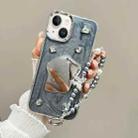 For iPhone 14 Plus Cream Mirror Bracelet Chain TPU Phone Case(Silver Gray) - 1