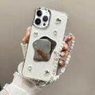 For iPhone 14 Pro Cream Mirror Bracelet Chain TPU Phone Case(Beige) - 1