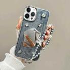 For iPhone 14 Pro Cream Mirror Bracelet Chain TPU Phone Case(Silver Gray) - 1