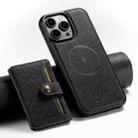 For iPhone 16 Pro Max Suteni H20 Cross-Grain MagSafe Horizontal Card Bag Back Phone Case(Black) - 1