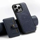 For iPhone 16 Pro Suteni H20 Cross-Grain MagSafe Horizontal Card Bag Back Phone Case(Blue) - 1