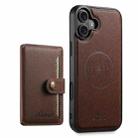 For iPhone 16 Plus Suteni H20 Cross-Grain MagSafe Horizontal Card Bag Back Phone Case(Brown) - 1