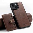 For iPhone 15 Suteni H20 Cross-Grain MagSafe Horizontal Card Bag Back Phone Case(Brown) - 1