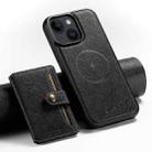 For iPhone 14 Plus Suteni H20 Cross-Grain MagSafe Horizontal Card Bag Back Phone Case(Black) - 1