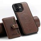 For iPhone 12 Suteni H20 Cross-Grain MagSafe Horizontal Card Bag Back Phone Case(Brown) - 1