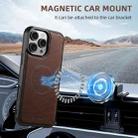 For iPhone 12 Pro Max Suteni H20 Cross-Grain MagSafe Horizontal Card Bag Back Phone Case(Brown) - 2