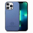 For iPhone 13 Pro Max Twill Fabric Leather Skin Back Phone Case(Blue) - 1