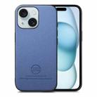 For iPhone 15 Twill Fabric Leather Skin Back Phone Case(Blue) - 1