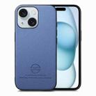 For iPhone 15 Plus Twill Fabric Leather Skin Back Phone Case(Blue) - 1