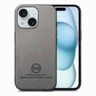 For iPhone 15 Plus Twill Fabric Leather Skin Back Phone Case(Gray) - 1