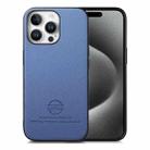 For iPhone 15 Pro Twill Fabric Leather Skin Back Phone Case(Blue) - 1