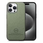 For iPhone 15 Pro Twill Fabric Leather Skin Back Phone Case(Green) - 1