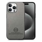 For iPhone 15 Pro Twill Fabric Leather Skin Back Phone Case(Gray) - 1