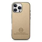 For iPhone 15 Pro Twill Fabric Leather Skin Back Phone Case(Khaki) - 2