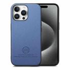For iPhone 15 Pro Max Twill Fabric Leather Skin Back Phone Case(Blue) - 1