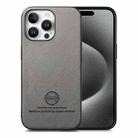 For iPhone 15 Pro Max Twill Fabric Leather Skin Back Phone Case(Gray) - 1