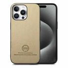 For iPhone 15 Pro Max Twill Fabric Leather Skin Back Phone Case(Khaki) - 1