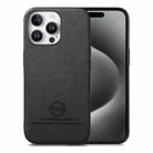 For iPhone 15 Pro Max Twill Fabric Leather Skin Back Phone Case(Black) - 1