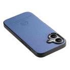 For iPhone 16 Twill Fabric Leather Skin Back Phone Case(Blue) - 3