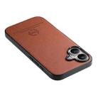 For iPhone 16 Twill Fabric Leather Skin Back Phone Case(Brown) - 3