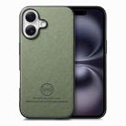 For iPhone 16 Twill Fabric Leather Skin Back Phone Case(Green) - 1