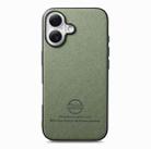 For iPhone 16 Twill Fabric Leather Skin Back Phone Case(Green) - 2