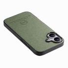 For iPhone 16 Twill Fabric Leather Skin Back Phone Case(Green) - 3