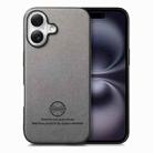 For iPhone 16 Twill Fabric Leather Skin Back Phone Case(Gray) - 1