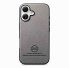 For iPhone 16 Twill Fabric Leather Skin Back Phone Case(Gray) - 2