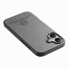 For iPhone 16 Twill Fabric Leather Skin Back Phone Case(Gray) - 3