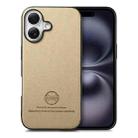 For iPhone 16 Twill Fabric Leather Skin Back Phone Case(Khaki) - 1