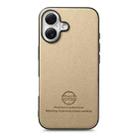 For iPhone 16 Twill Fabric Leather Skin Back Phone Case(Khaki) - 2