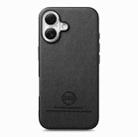 For iPhone 16 Twill Fabric Leather Skin Back Phone Case(Black) - 2