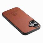 For iPhone 16 Plus Twill Fabric Leather Skin Back Phone Case(Brown) - 3