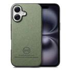 For iPhone 16 Plus Twill Fabric Leather Skin Back Phone Case(Green) - 1