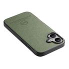 For iPhone 16 Plus Twill Fabric Leather Skin Back Phone Case(Green) - 3