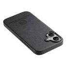 For iPhone 16 Plus Twill Fabric Leather Skin Back Phone Case(Black) - 3